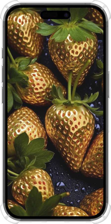 Силикон с усиленными углами чехол Золотая клубника для Apple iPhone 16 - 5637sp-3709 изображение 