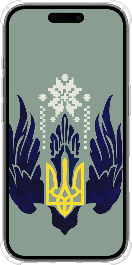 Силіконовий протиударний с посиленими кутами чехол Тризуб із крилами для Apple iPhone 16 - 5640sp-3709 изображение 