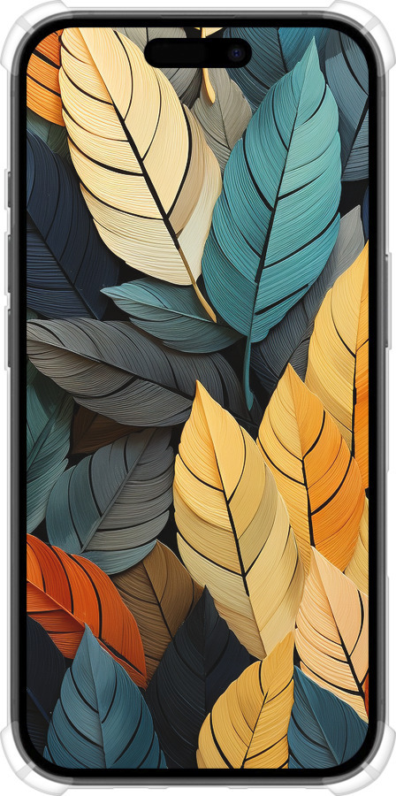 Силіконовий протиударний с посиленими кутами чехол Кольорове листя для Apple iPhone 16 - 5644sp-3709 изображение 