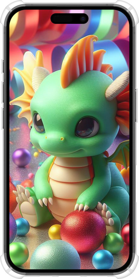 Силикон с усиленными углами чехол Веселый дракончик для Apple iPhone 16 - 5812sp-3709 изображение 