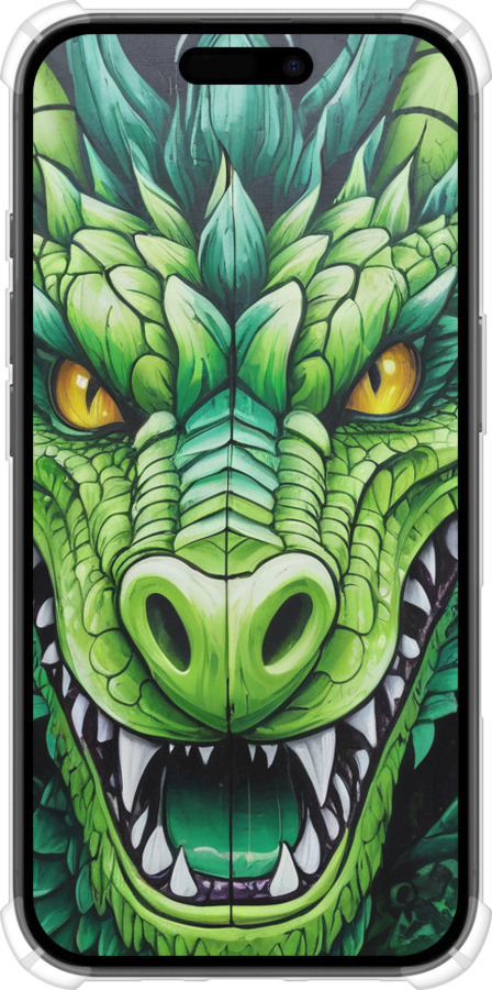 Силикон с усиленными углами чехол Зелёный дракон для Apple iPhone 16 - 5816sp-3709 изображение 