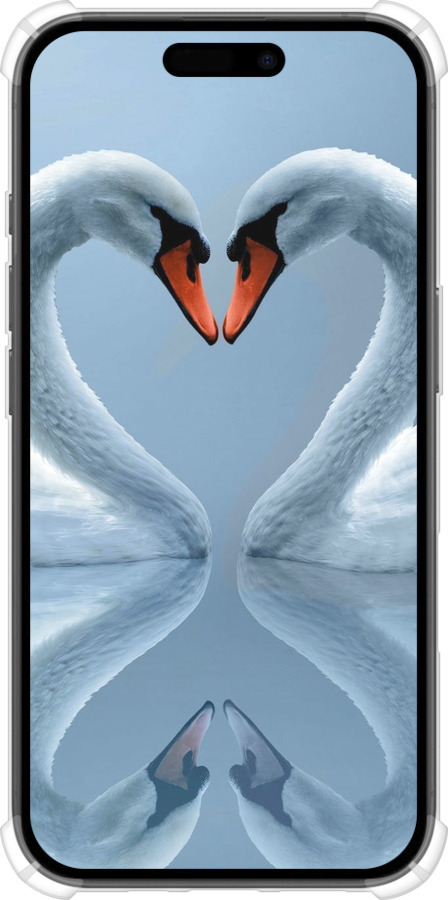 Силикон с усиленными углами чехол Лебеди для Apple iPhone 16 - 6007sp-3709 изображение 