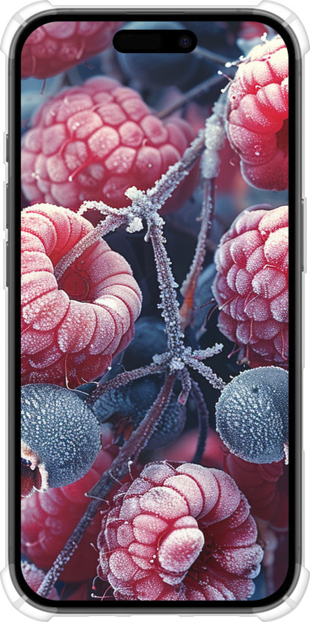 Силіконовий протиударний с посиленими кутами чехол Морозні ягоди для Apple iPhone 16 - 6033sp-3709 изображение 