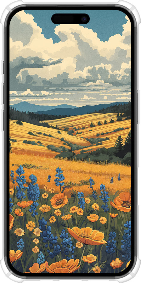 Силикон с усиленными углами чехол Украинское поле для Apple iPhone 16 - 6082sp-3709 изображение 