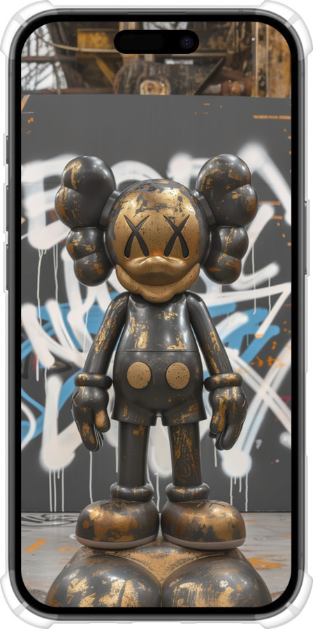 Силіконовий протиударний с посиленими кутами чехол Bronze kaws v3 для Apple iPhone 16 - 6099sp-3709 изображение 