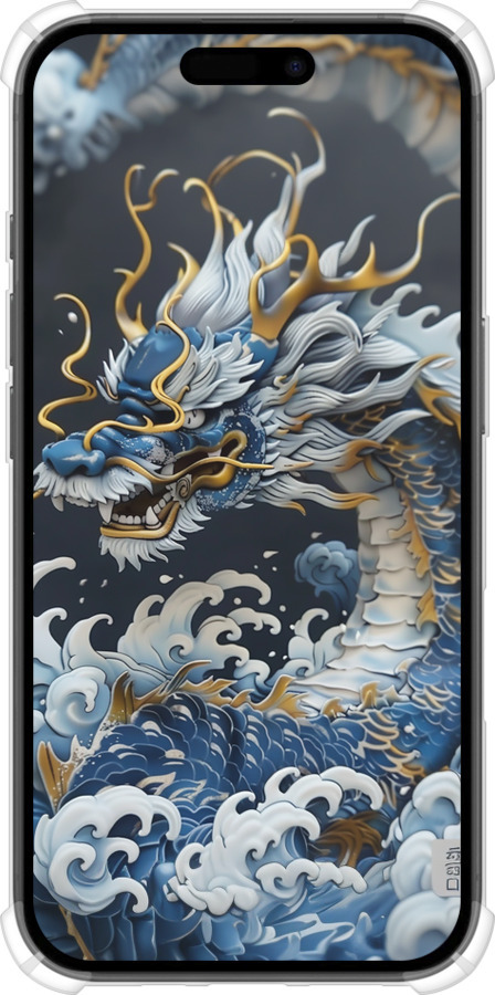 Силикон с усиленными углами чехол Водяной дракон для Apple iPhone 16 - 6113sp-3709 изображение 