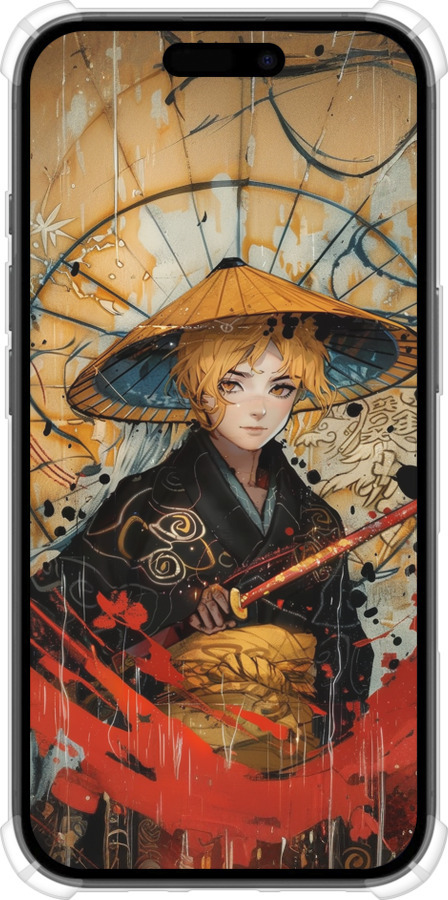 Силіконовий протиударний с посиленими кутами чехол Самурайська відвага для Apple iPhone 16 - 6115sp-3709 изображение 