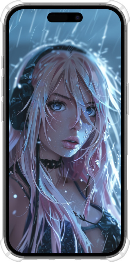 Силикон с усиленными углами чехол Неоновый дождь для Apple iPhone 16 - 6119sp-3709 изображение 