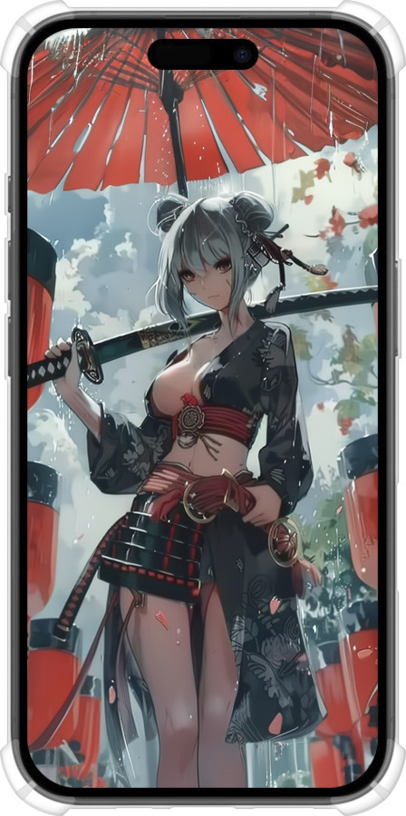 Силіконовий протиударний с посиленими кутами чехол Гейша-воїн для Apple iPhone 16 - 6124sp-3709 изображение 