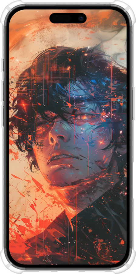 Силикон с усиленными углами чехол Лицо в пламени для Apple iPhone 16 - 6127sp-3709 изображение 