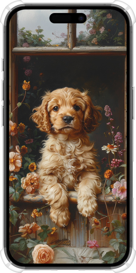 Силикон с усиленными углами чехол Щенок cocker spaniel для Apple iPhone 16 - 6136sp-3709 изображение 