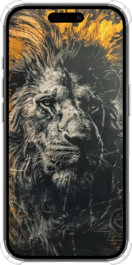 Силикон с усиленными углами чехол Лев в золотых красках для Apple iPhone 16 - 6155sp-3709 изображение 