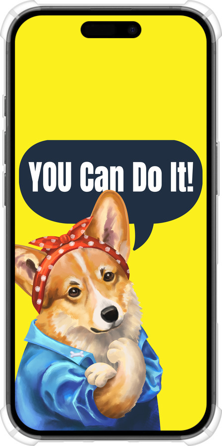 Силіконовий протиударний с посиленими кутами чехол чехол с корги You Can Do It для Apple iPhone 16 - 6184sp-3709 изображение 