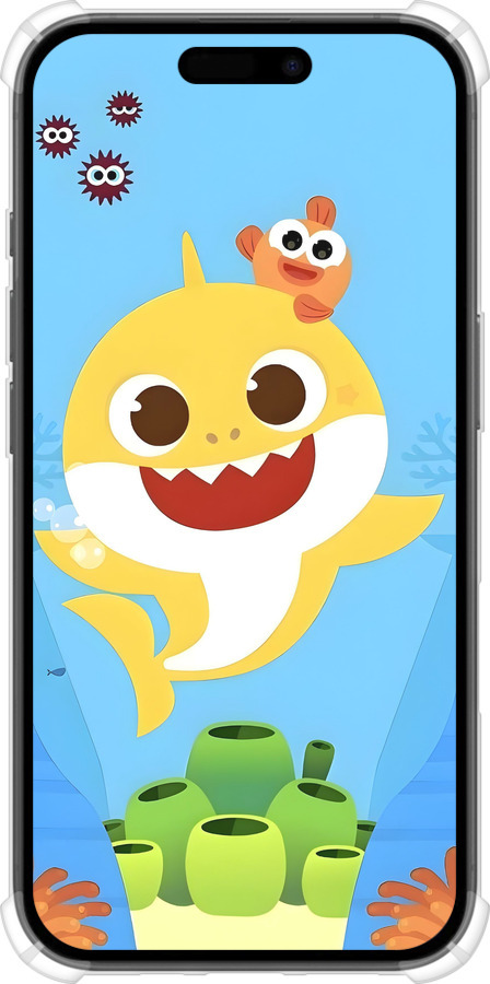 Силіконовий протиударний с посиленими кутами чехол Бейби Шарк для Apple iPhone 16 - 6303sp-3709 изображение 