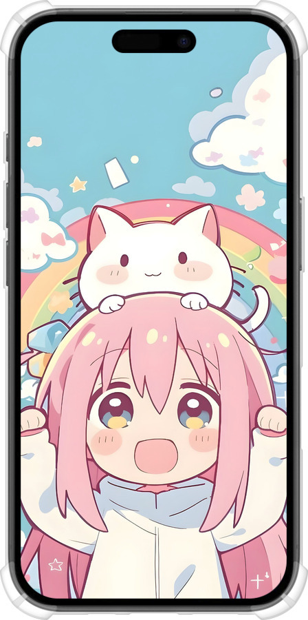 Силіконовий протиударний с посиленими кутами чехол Девочка аниме радуга для Apple iPhone 16 - 6304sp-3709 изображение 