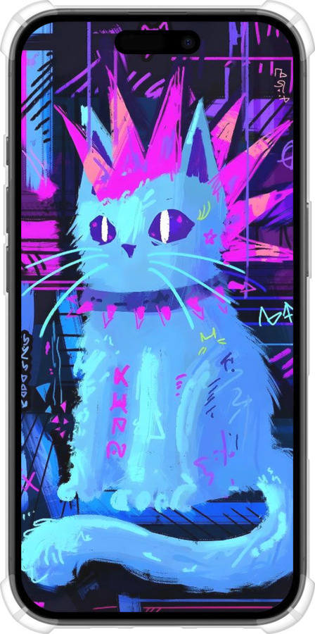 Силикон с усиленными углами чехол Кот панк для Apple iPhone 16 - 6311sp-3709 изображение 