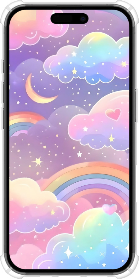 Силикон с усиленными углами чехол Облака и радуга для Apple iPhone 16 - 6312sp-3709 изображение 