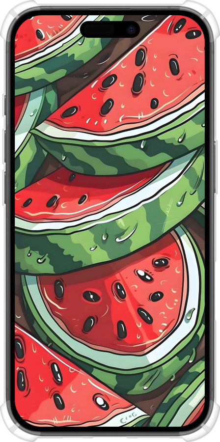 Силіконовий протиударний с посиленими кутами чехол Кавун для Apple iPhone 16 - 6315sp-3709 изображение 