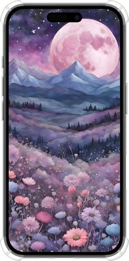 Силіконовий протиударний с посиленими кутами чехол Ніч місяць арт для Apple iPhone 16 - 6319sp-3709 изображение 