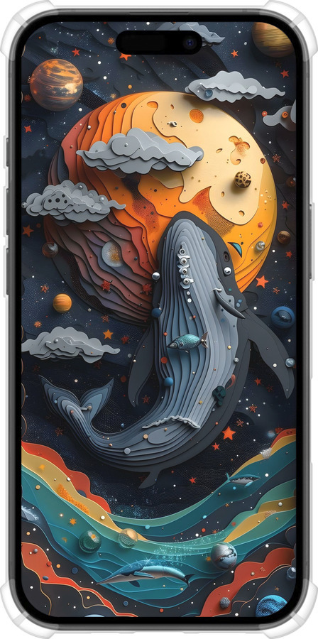 Силикон с усиленными углами чехол Кит в космосе для Apple iPhone 16 - 6328sp-3709 изображение 