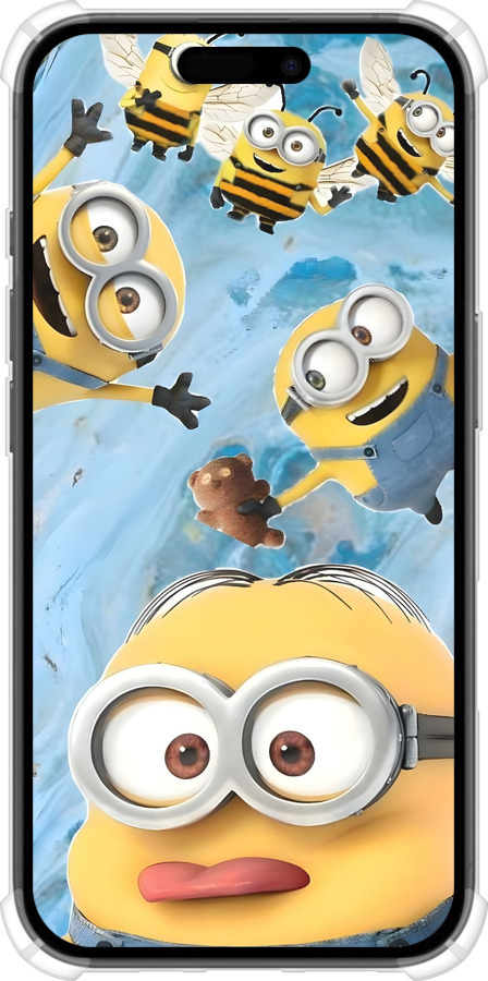 Силикон с усиленными углами чехол Миньоны для Apple iPhone 16 - 6386sp-3709 изображение 