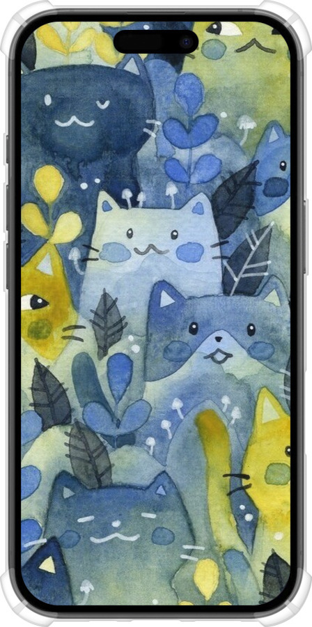 Силіконовий протиударний с посиленими кутами чехол Із зображенням котячого лісу для Apple iPhone 16 - 6447sp-3709 изображение 