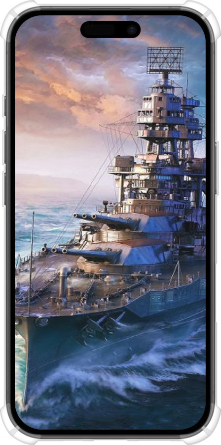 Силикон с усиленными углами чехол Военный корабль, world of tanks, wargaming для Apple iPhone 16 - 6461sp-3709 изображение 