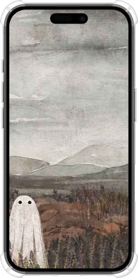 Силикон с усиленными углами чехол Одинокий призрак на фоне гор для Apple iPhone 16 - 6486sp-3709 изображение 