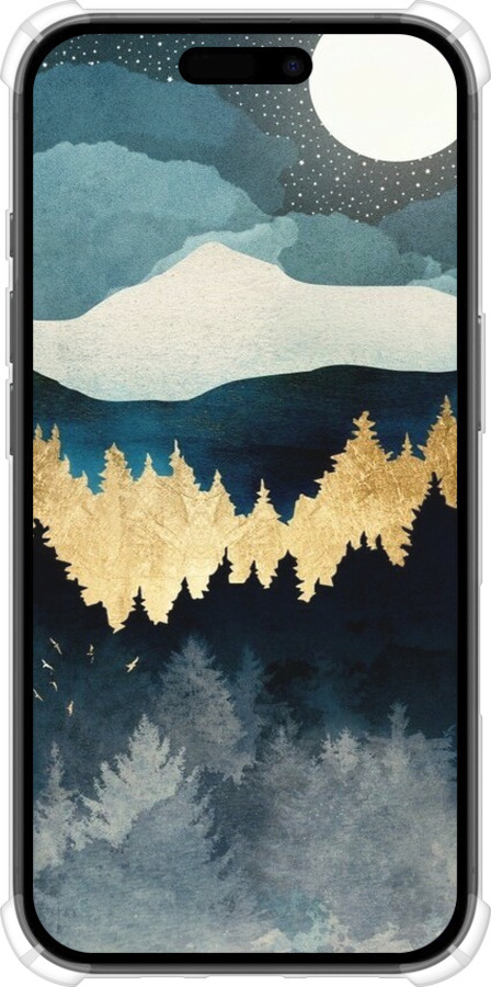 Силикон с усиленными углами чехол Ночной пейзаж с лесом и горами для Apple iPhone 16 - 6493sp-3709 изображение 
