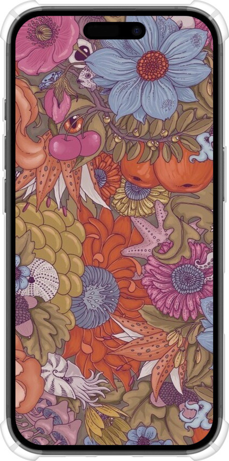Силикон с усиленными углами чехол Абстрактные цветы для Apple iPhone 16 - 6526sp-3709 изображение 