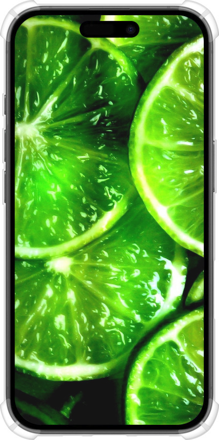 Силикон с усиленными углами чехол Зелёные дольки лимона для Apple iPhone 16 - 852sp-3709 изображение 