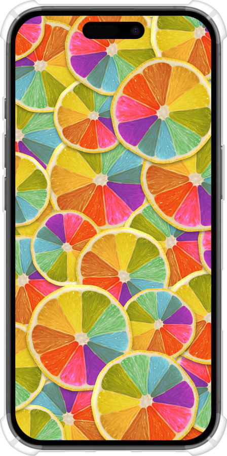 Силикон с усиленными углами чехол Разноцветные дольки лимона для Apple iPhone 16 - 861sp-3709 изображение 