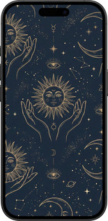 Силіконовий чехол Celestial Harmony: Sun & Moon Gold Mystic Pattern для Apple iPhone 16 - 6778u-3709 изображение 