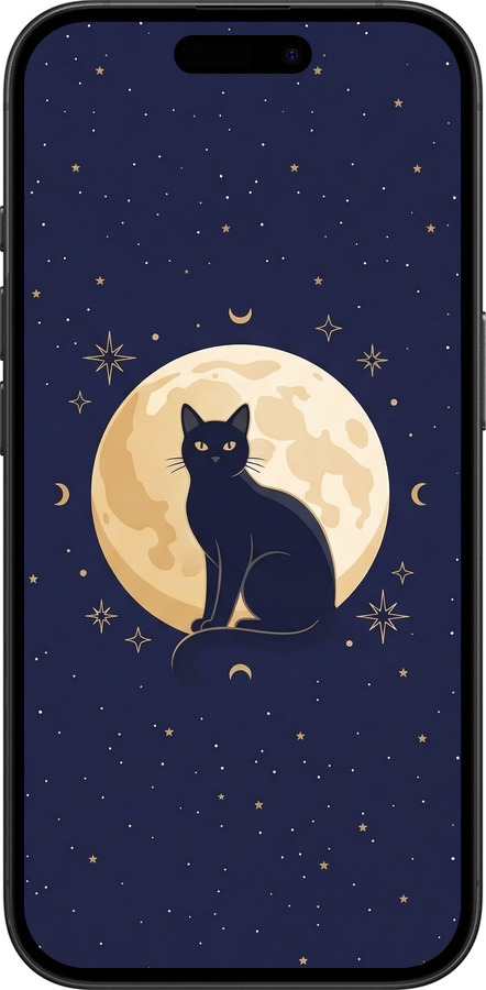 Силиконовый чехол Cute Cat Celestial/Witchy для Apple iPhone 16 - 6787u-3709 изображение 