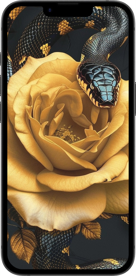 TPU чехол Black snake and golden rose для Apple iPhone SE 4 - 6068b-3652 изображение 