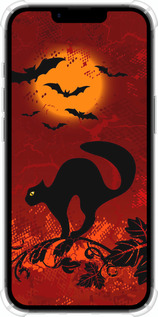 Силіконовий протиударний с посиленими кутами чехол Чорна кішка під місяцем для Apple iPhone SE 4 - 1190sp-3652 изображение 