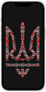 Силіконовий протиударний с посиленими кутами чехол Герб - вишиванка на чорному фоні для Apple iPhone 16e - 1196sp-3971 изображение 