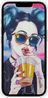 Силикон с усиленными углами чехол Арт-девушка в очках для Apple iPhone 16e - 3994sp-3971 изображение 