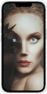 Силикон с усиленными углами чехол Взгляд женщины и кошки для Apple iPhone SE 4 - 4041sp-3652 изображение 