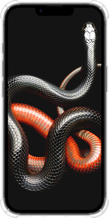 Силикон с усиленными углами чехол Красно-черная змея на черном фоне для Apple iPhone 16e - 4063sp-3971 изображение 