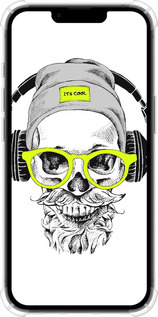 Силикон с усиленными углами чехол Череп в очках и наушниках для Apple iPhone 16e - 4144sp-3971 изображение 