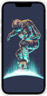 Силикон с усиленными углами чехол Космонавт на скейтборде для Apple iPhone 16e - 4145sp-3971 изображение 