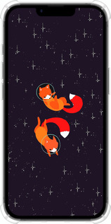 Силикон с усиленными углами чехол Лисички в космосе для Apple iPhone SE 4 - 4519sp-3652 изображение 