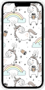 Силикон с усиленными углами чехол Единорог и кофе для Apple iPhone 16e - 4661sp-3971 изображение 