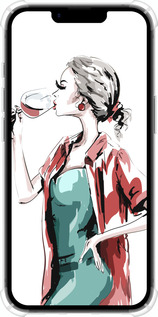 Силикон с усиленными углами чехол Девушка с бокалом для Apple iPhone SE 4 - 4662sp-3652 изображение 