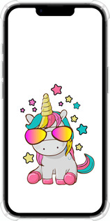 Силикон с усиленными углами чехол Единорог в очках для Apple iPhone 16e - 4879sp-3971 изображение 