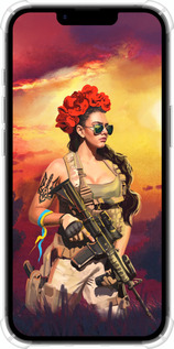 Силикон с усиленными углами чехол Украинка с оружием для Apple iPhone SE 4 - 5316sp-3652 изображение 