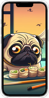 Силикон с усиленными углами чехол Мопс и суши для Apple iPhone SE 4 - 5588sp-3652 изображение 