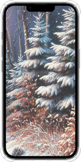 Силикон с усиленными углами чехол Зимний пейзаж для Apple iPhone 16e - 5814sp-3971 изображение 