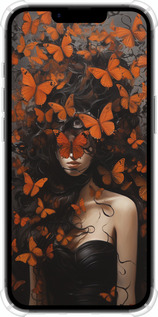 Силіконовий протиударний с посиленими кутами чехол Дівчина з помаранчевими метеликами для Apple iPhone SE 4 - 5941sp-3652 изображение 